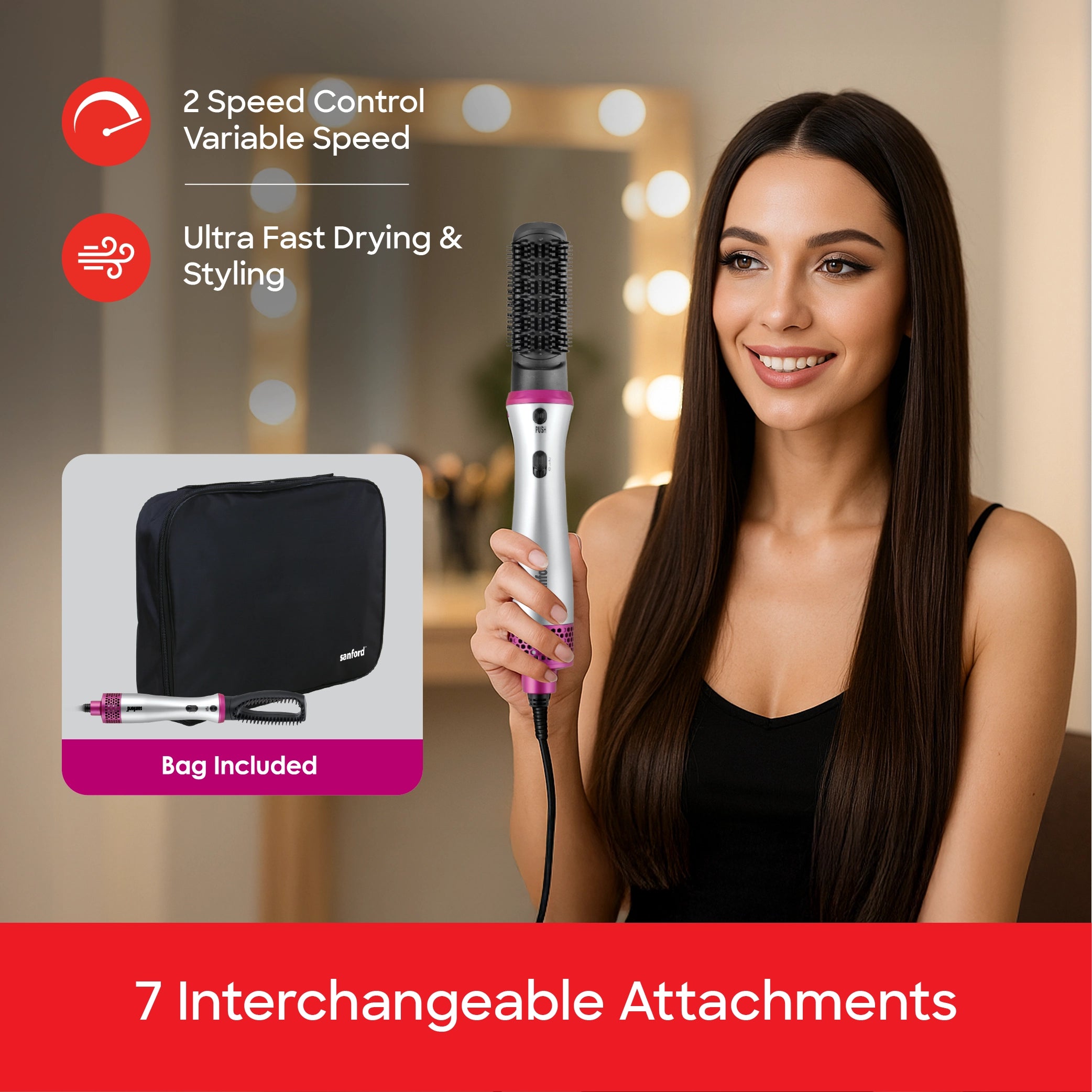 hair styler 9 in 1 multiple attachments 800W sanford 4