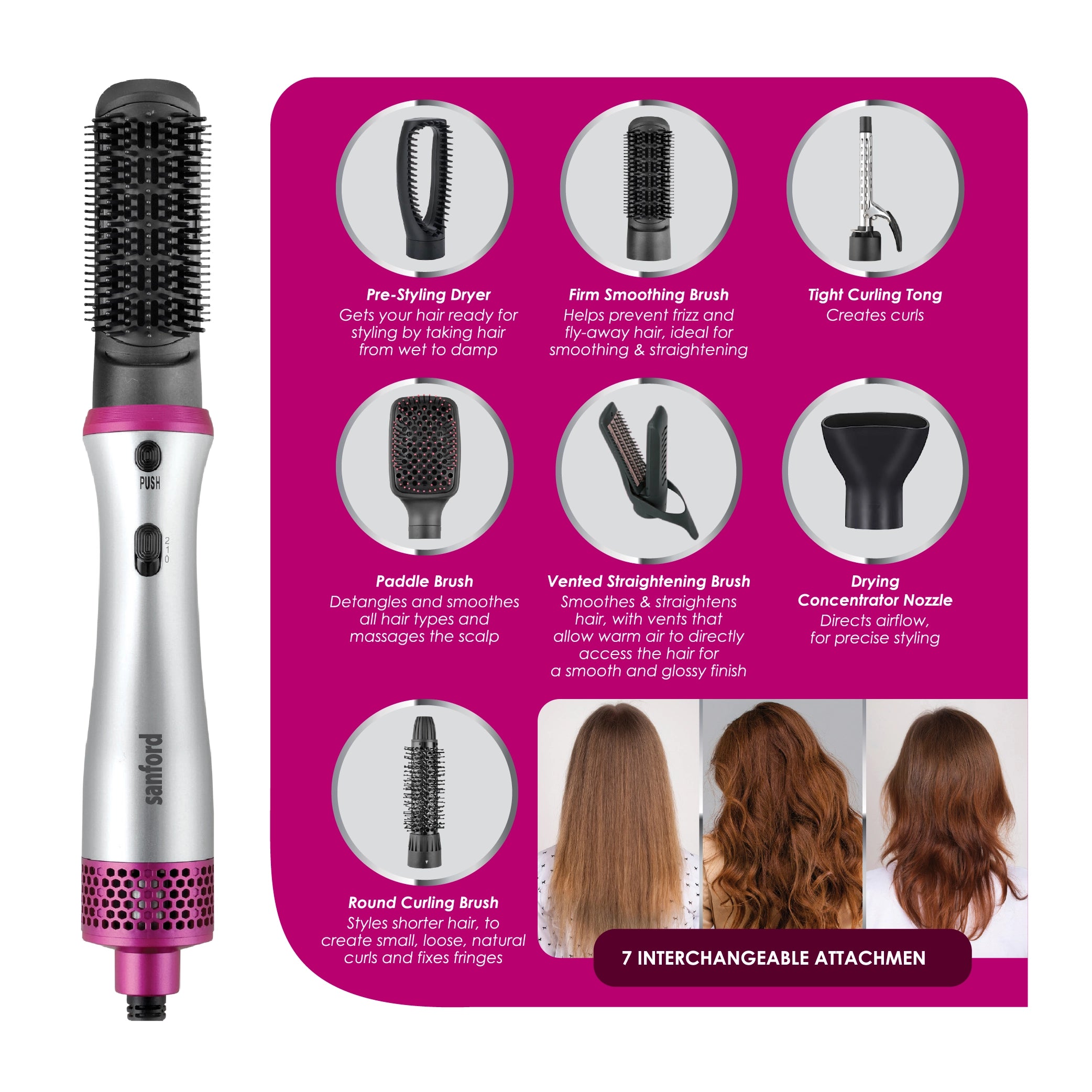 hair styler 9 in 1 multiple attachments 800W sanford 5
