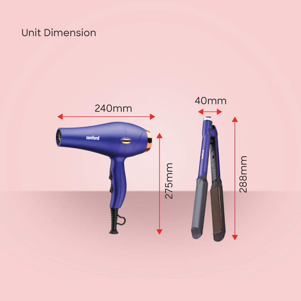 Sanford professional hair styling duo for straightening and blow-drying