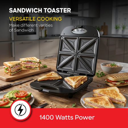 4 slice sandwich maker 1400W non stick plates thermostatic control sanford 4