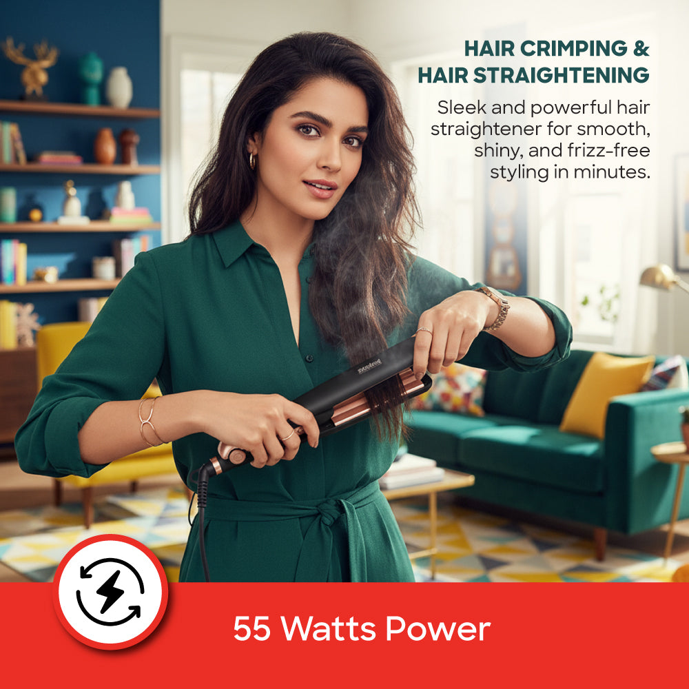 Sanford Ceramic Coated 2 IN 1 Hair Straightener And Crimping | SF993HST - buysanford