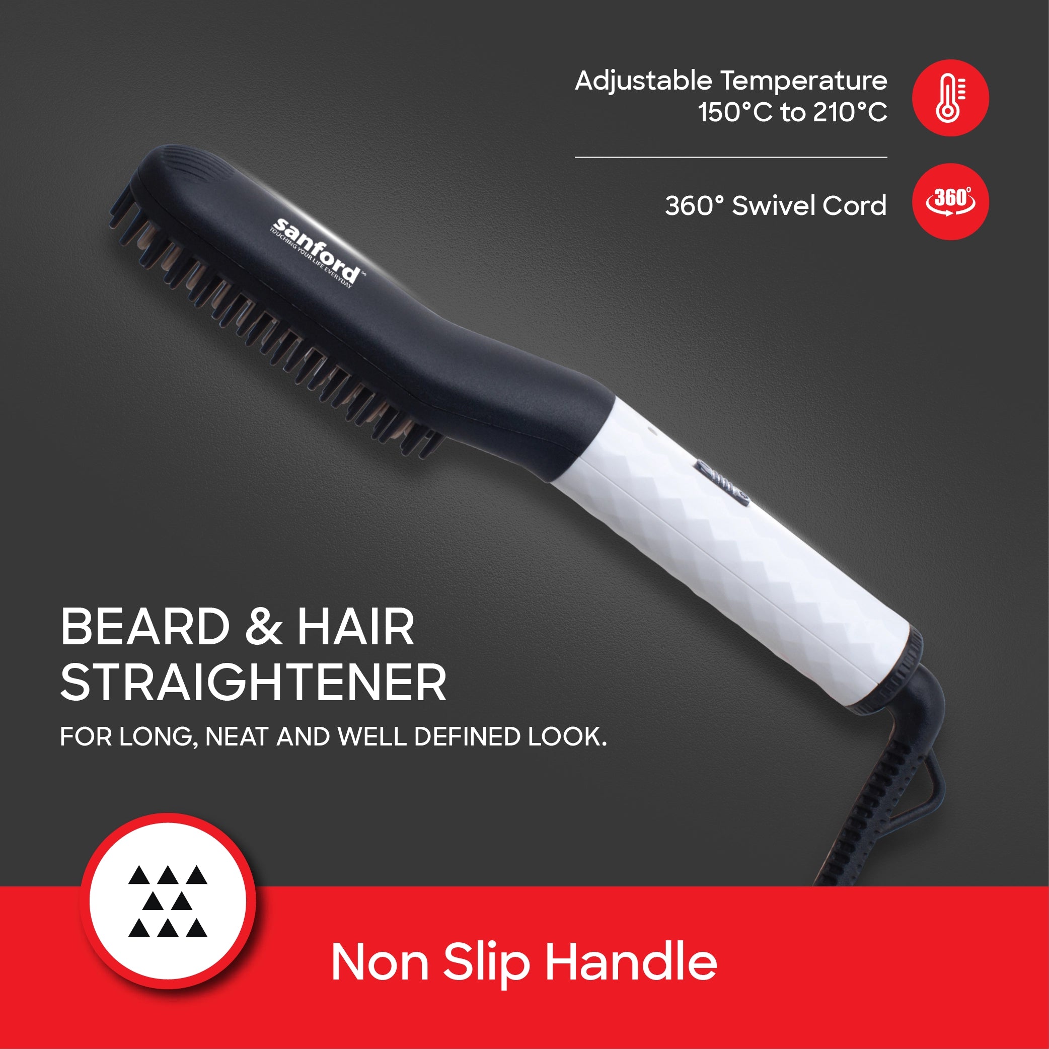 beard straightener hair styler titanium plates 25W sanford 3