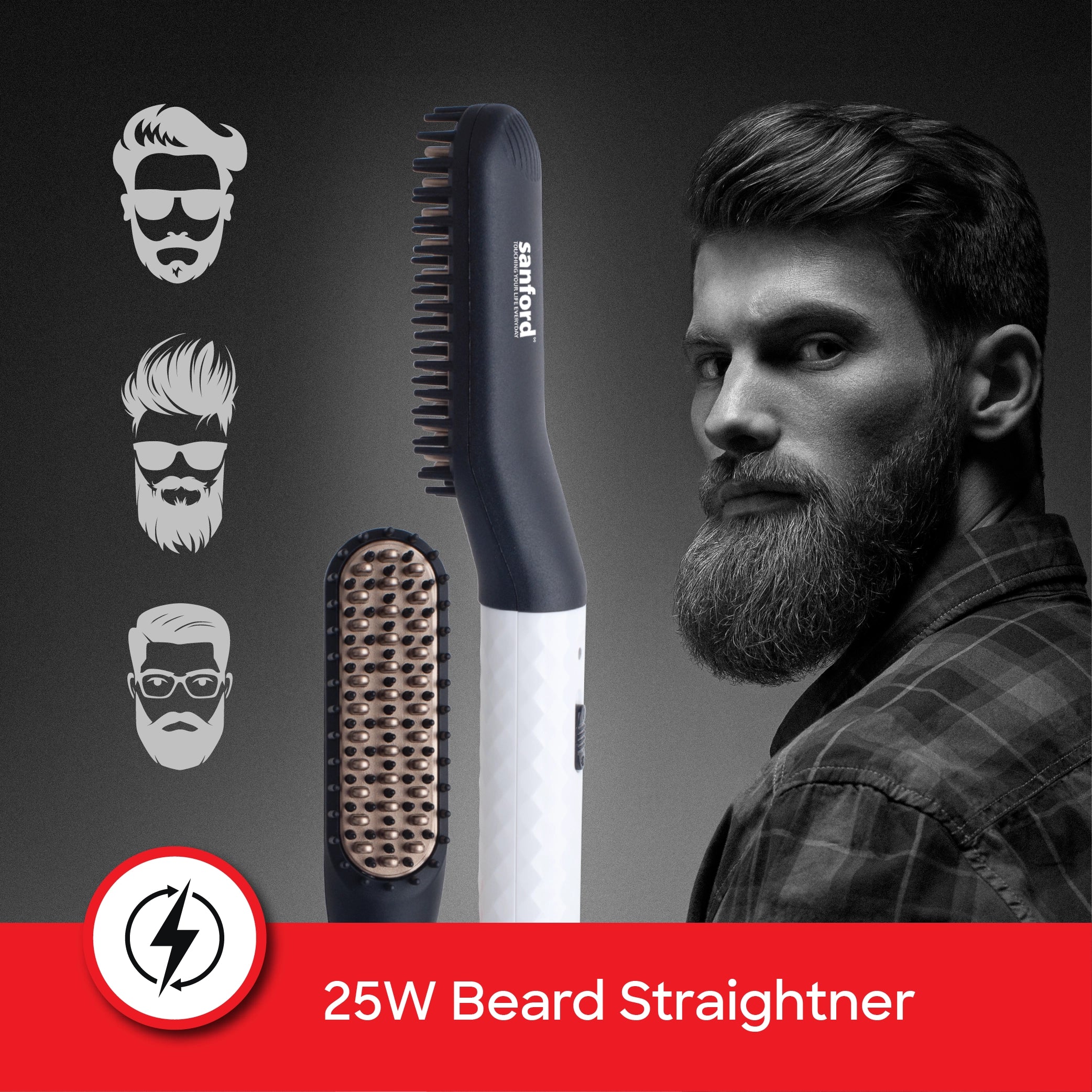 beard straightener hair styler titanium plates 25W sanford 4