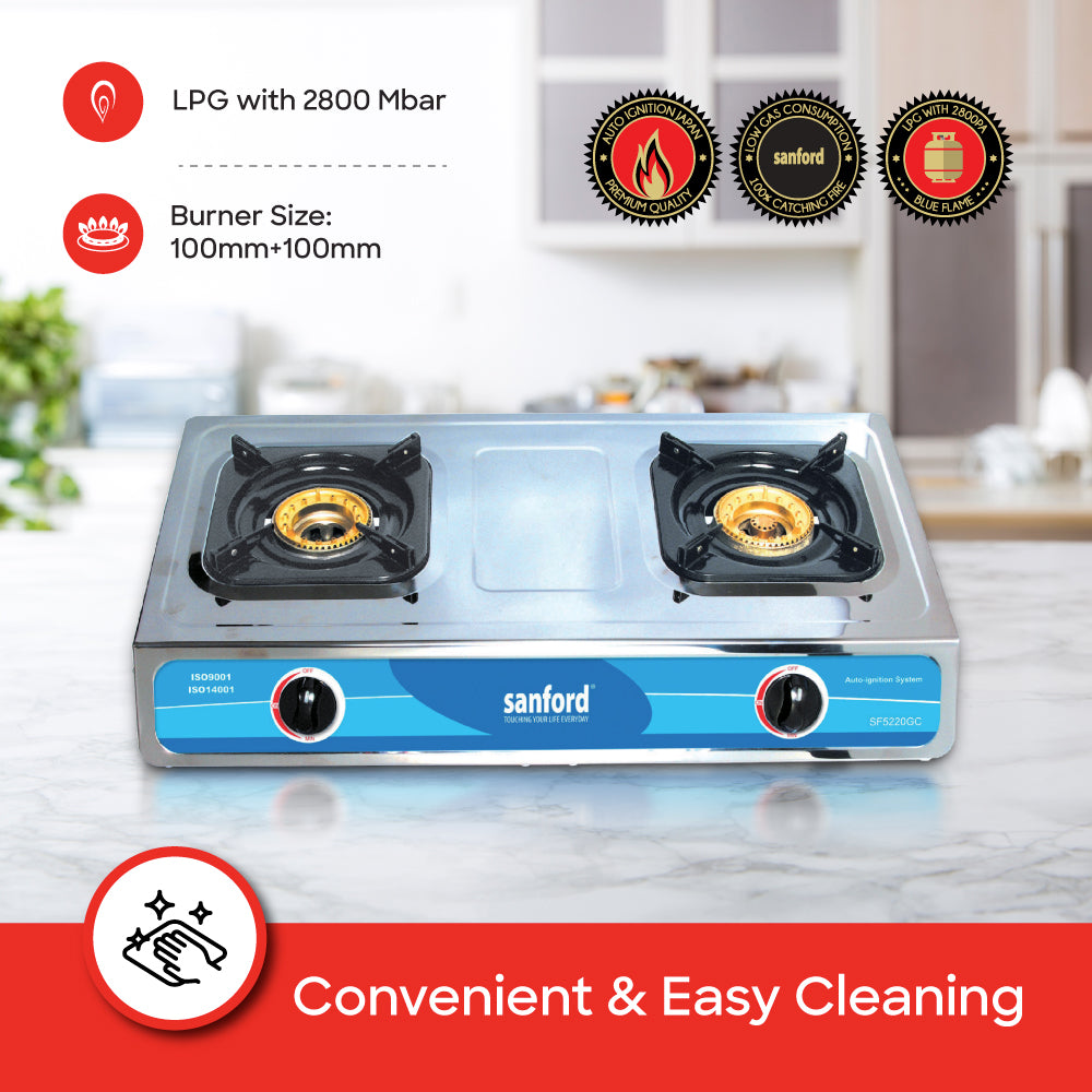 Sanford Double Burner Stainless Steel Gas Stove | SF5220GC - buysanford