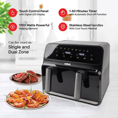 Sanford  9L Dual-Zone Digital Air Fryer | SF2459AF - SANFORD MIDDLE EAST DWC L.L.C