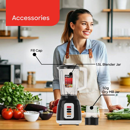 Sanford 2-in-1 appliance complete with blender jar and mill cup