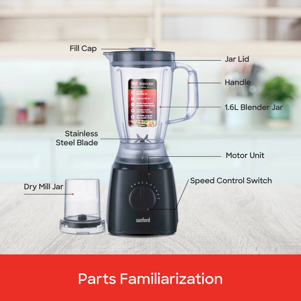 Sanford 2-in-1 Multifunctional Blender and Mill |SF6808BR - SANFORD MIDDLE EAST DWC L.L.C