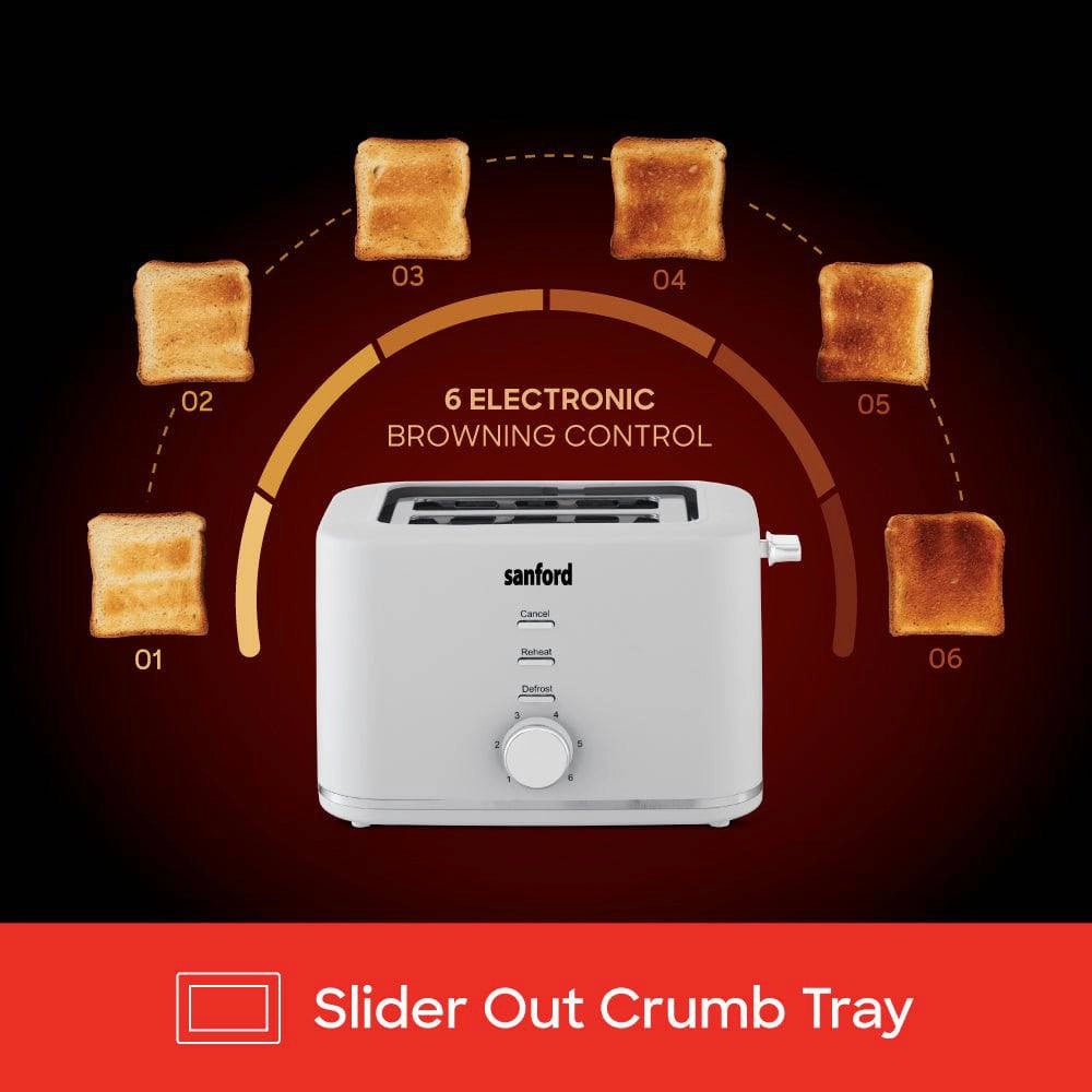 2 slice toaster 6 browning levels defrost cool touch body sanford 6