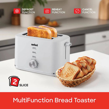 Sanford 2-Slice Toaster with 6 Browning Levels, Defrost & Cool Touch Body - buysanford