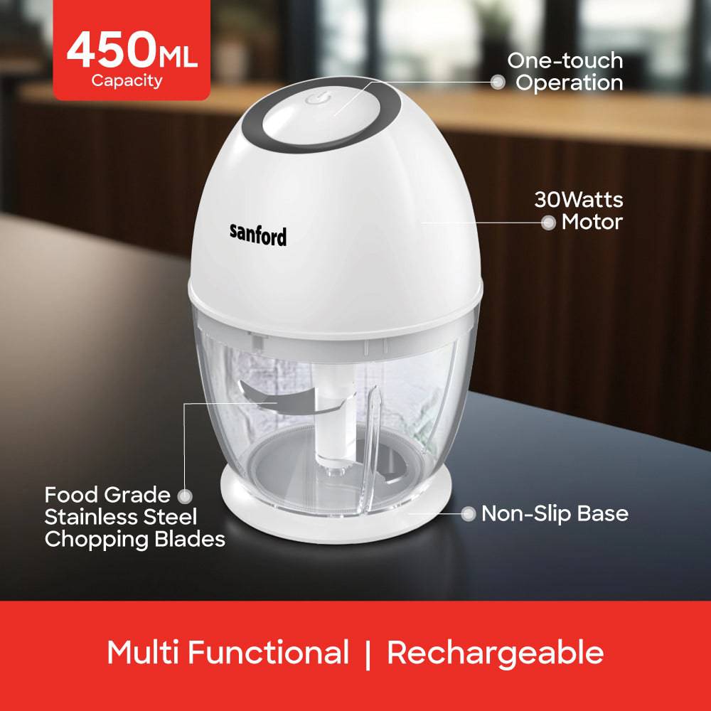 Sanford  Multi-Functional Rechargeable Food Chopper 450 ml | SF6814FP - SANFORD MIDDLE EAST DWC L.L.C