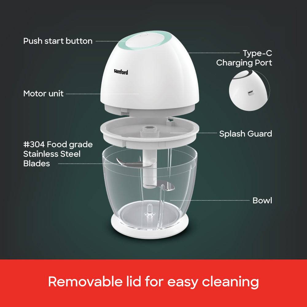 Sanford  Multi-Functional Rechargeable Food Chopper 450 ml | SF6814FP - SANFORD MIDDLE EAST DWC L.L.C