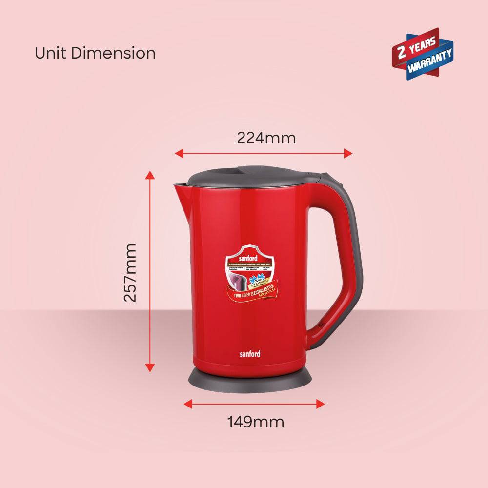 Sanford  1.7 L Double Layer Cordless Electric Kettle | SF3328EK - SANFORD MIDDLE EAST DWC L.L.C
