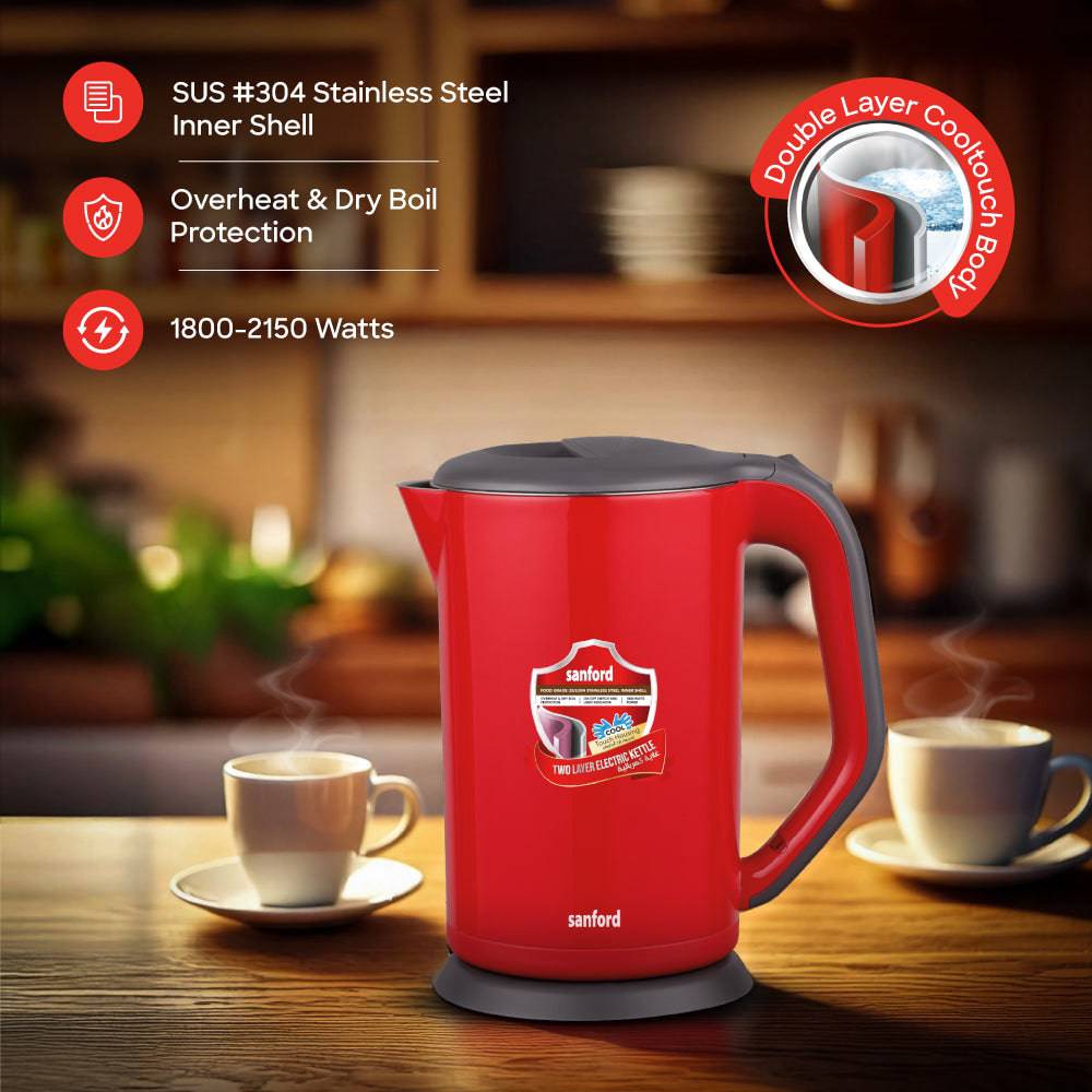 Sanford  1.7 L Double Layer Cordless Electric Kettle | SF3328EK - SANFORD MIDDLE EAST DWC L.L.C