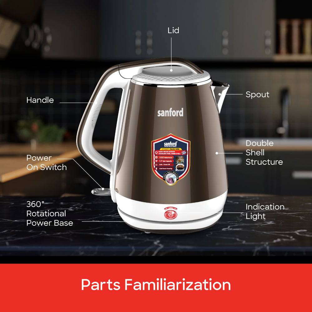 Sanford  1.7 L Double Layer Cordless Electric Kettle | SF3364EK - SANFORD MIDDLE EAST DWC L.L.C