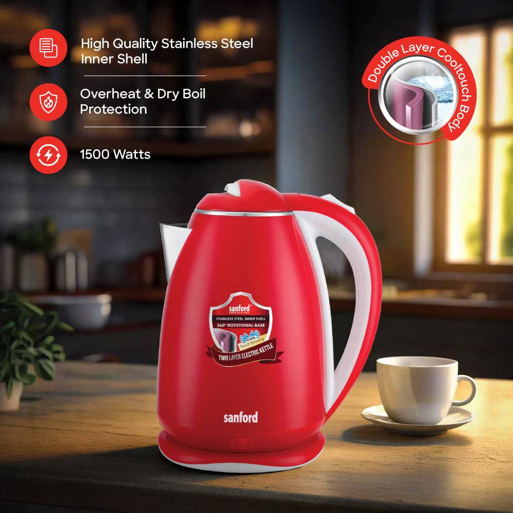 Sanford  1.8 L Double Layer Cordless Electric Kettle | SF1880EK - SANFORD MIDDLE EAST DWC L.L.C
