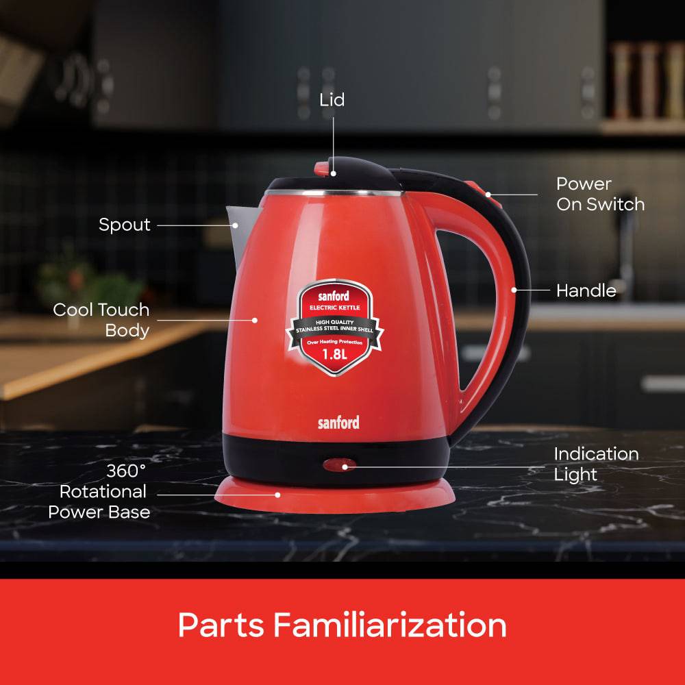 Sanford  1.8 L Double Layer Cordless Electric Kettle | SF3341EK - SANFORD MIDDLE EAST DWC L.L.C