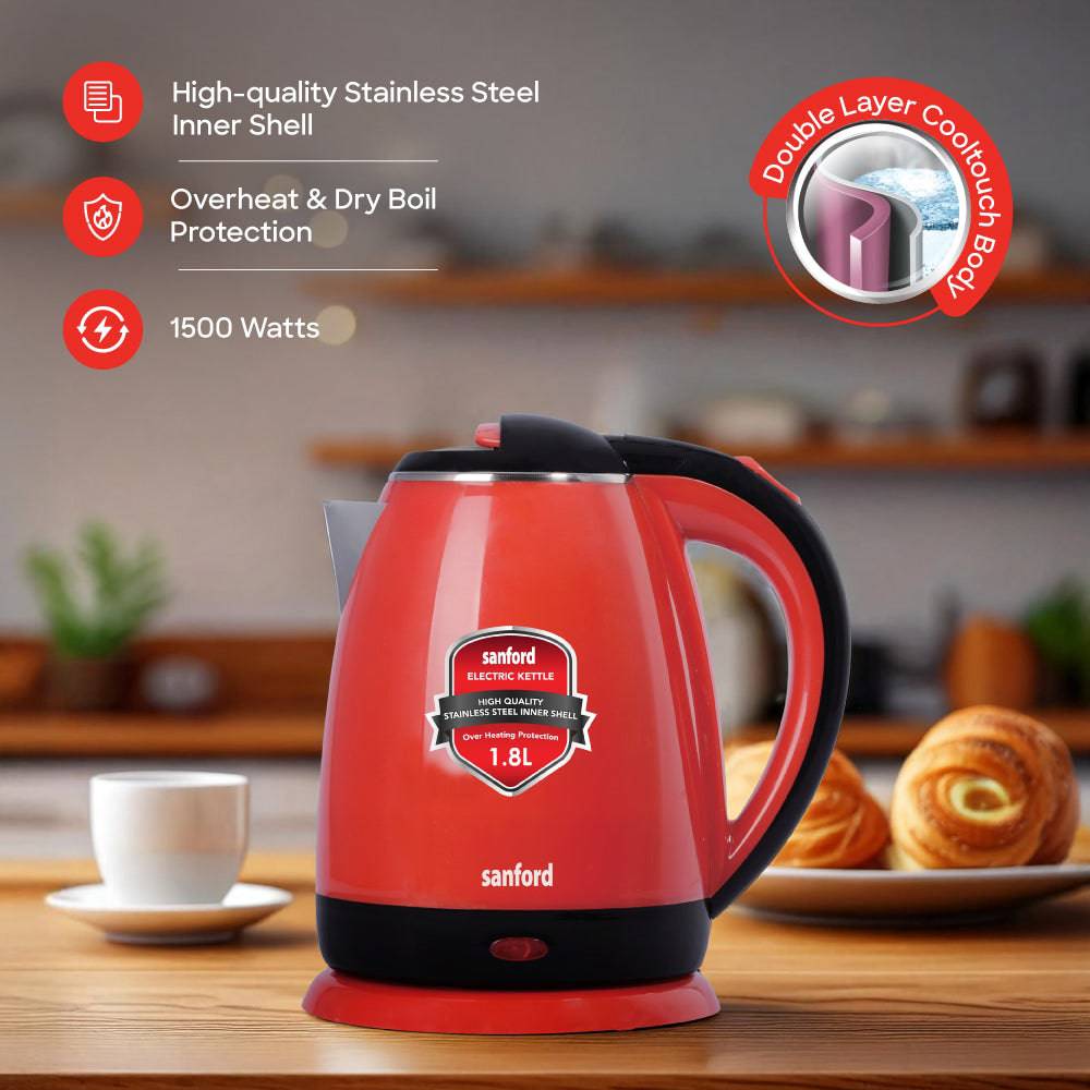 Sanford  1.8 L Double Layer Cordless Electric Kettle | SF3341EK - SANFORD MIDDLE EAST DWC L.L.C