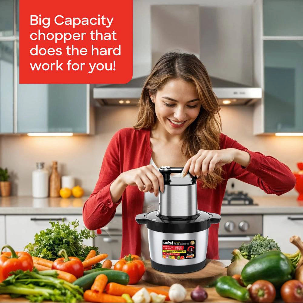 1300W heavy duty food chopper 8L stainless steel bowl 8 blades sanford 2