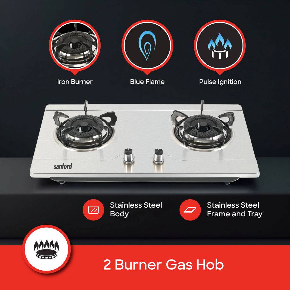 Sanford 2 Burner Glass Top Gas Hob | SF5402GC - SANFORD MIDDLE EAST DWC L.L.C