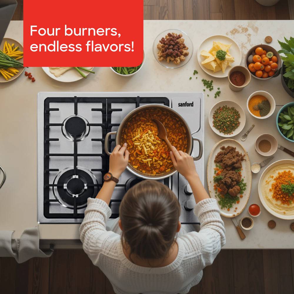 Sanford Stainless Steel 4-Burner Gas Hob | SF5455GH - SANFORD MIDDLE EAST DWC L.L.C