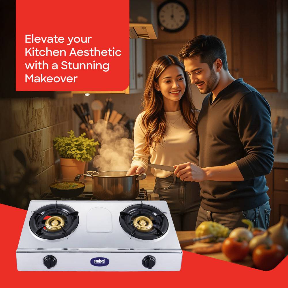 Sanford Double Burner Stainless Steel Gas Stove | SF5356GC - SANFORD MIDDLE EAST DWC L.L.C