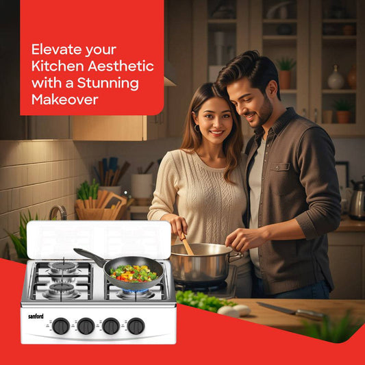 Sanford Four Burner Stainless Steel Gas Stove With Stand| SF5460GC - SANFORD MIDDLE EAST DWC L.L.C