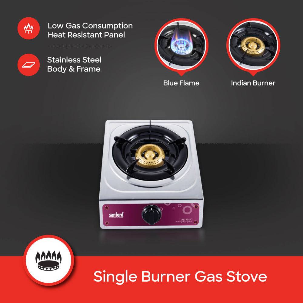 Sanford Single Burner Stainless Steel Gas Stove | SF5352GC - SANFORD MIDDLE EAST DWC L.L.C