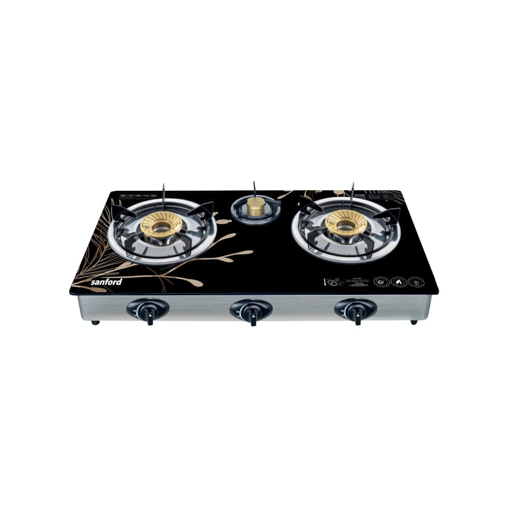 Sanford Triple Burner Glass Gas Stove | SF5326GC - B - SANFORD MIDDLE EAST DWC L.L.C