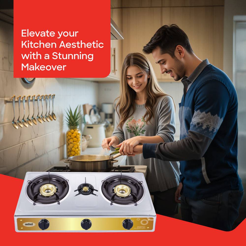 Sanford Triple Burner Stainless Steel Gas Stove | SF5357GC - A - SANFORD MIDDLE EAST DWC L.L.C