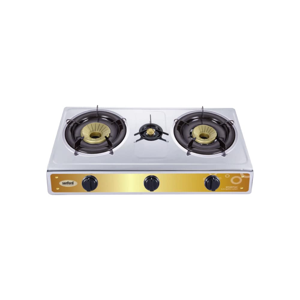 Sanford Triple Burner Stainless Steel Gas Stove | SF5357GC - B - SANFORD MIDDLE EAST DWC L.L.C