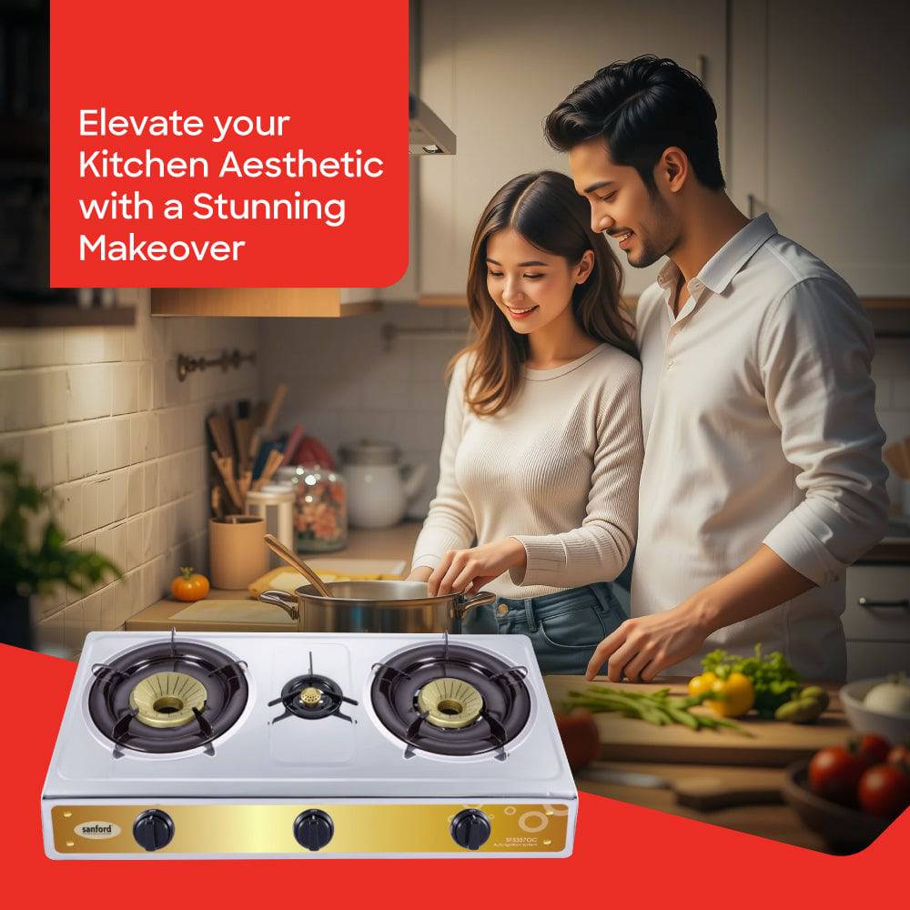 Sanford Triple Burner Stainless Steel Gas Stove | SF5357GC - B - SANFORD MIDDLE EAST DWC L.L.C