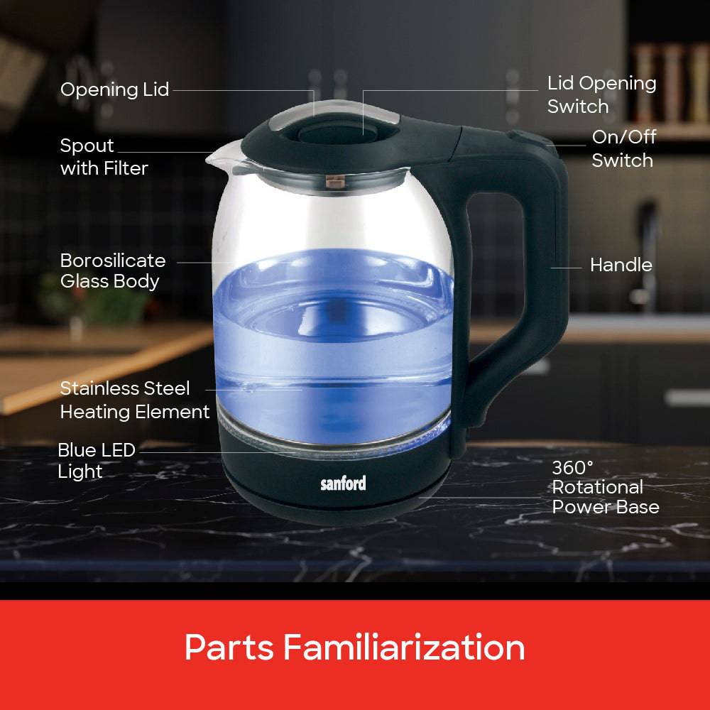 SF3354EK - 1.8L Glass Electric Kettle - SANFORD MIDDLE EAST DWC L.L.C