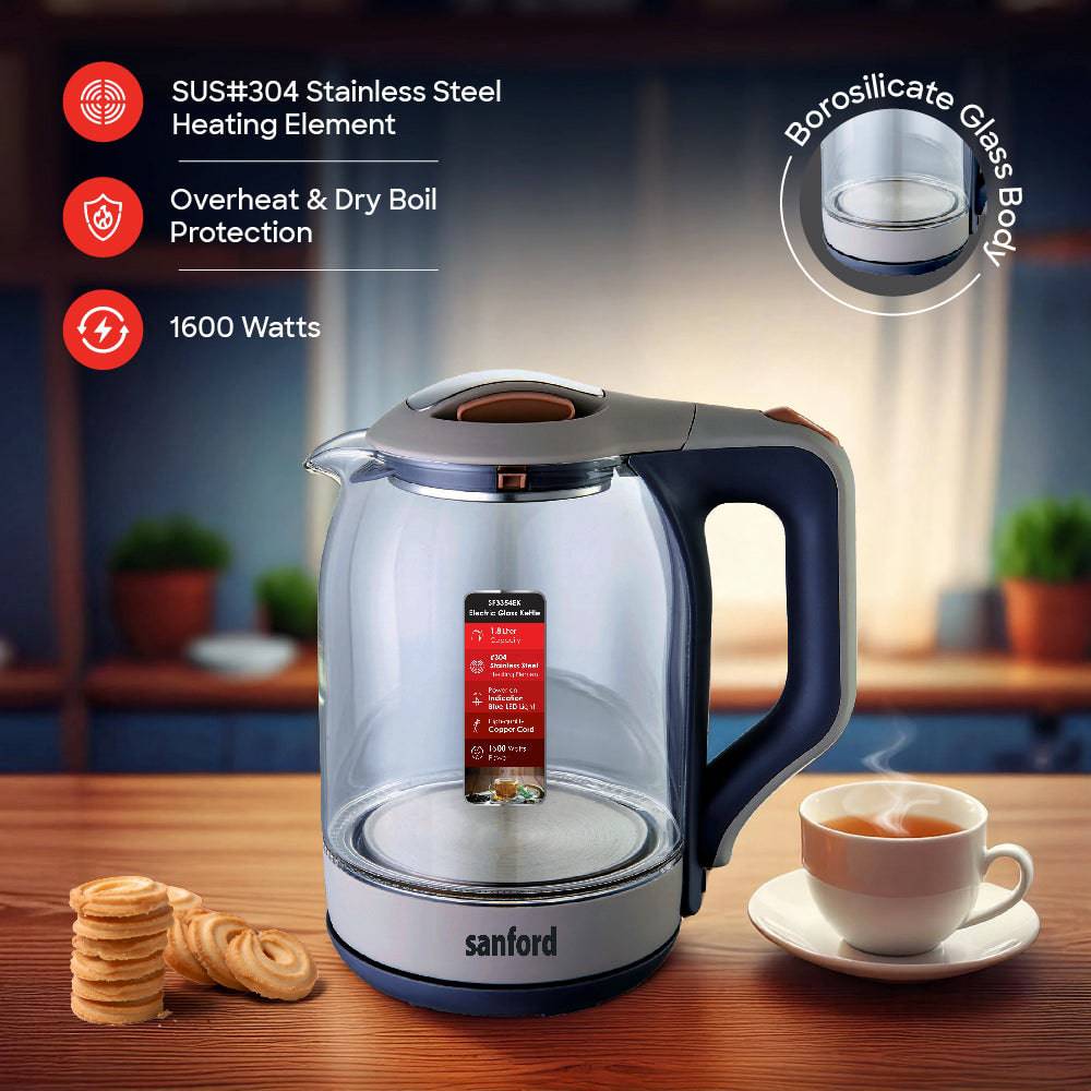 SF3354EK - 1.8L Glass Electric Kettle - SANFORD MIDDLE EAST DWC L.L.C