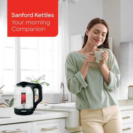 Sanford  1.8L Glass Cordless Electric Kettle | SF3354EK - SANFORD MIDDLE EAST DWC L.L.C