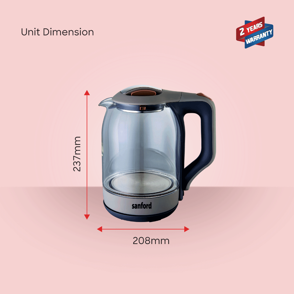Sanford  1.8L Glass Cordless Electric Kettle | SF3354EK - SANFORD MIDDLE EAST DWC L.L.C