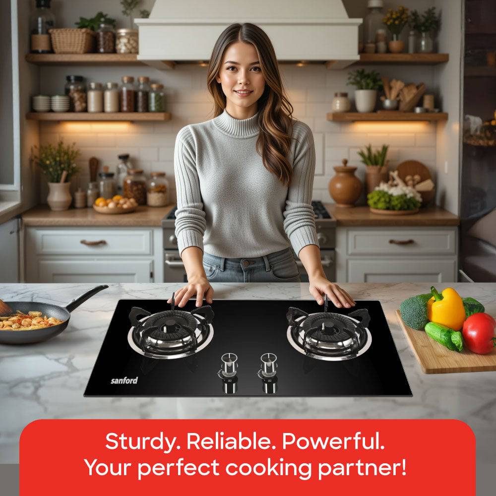 Sanford 3 Burner Glass Top Gas Hob | SF5403GC - SANFORD MIDDLE EAST DWC L.L.C