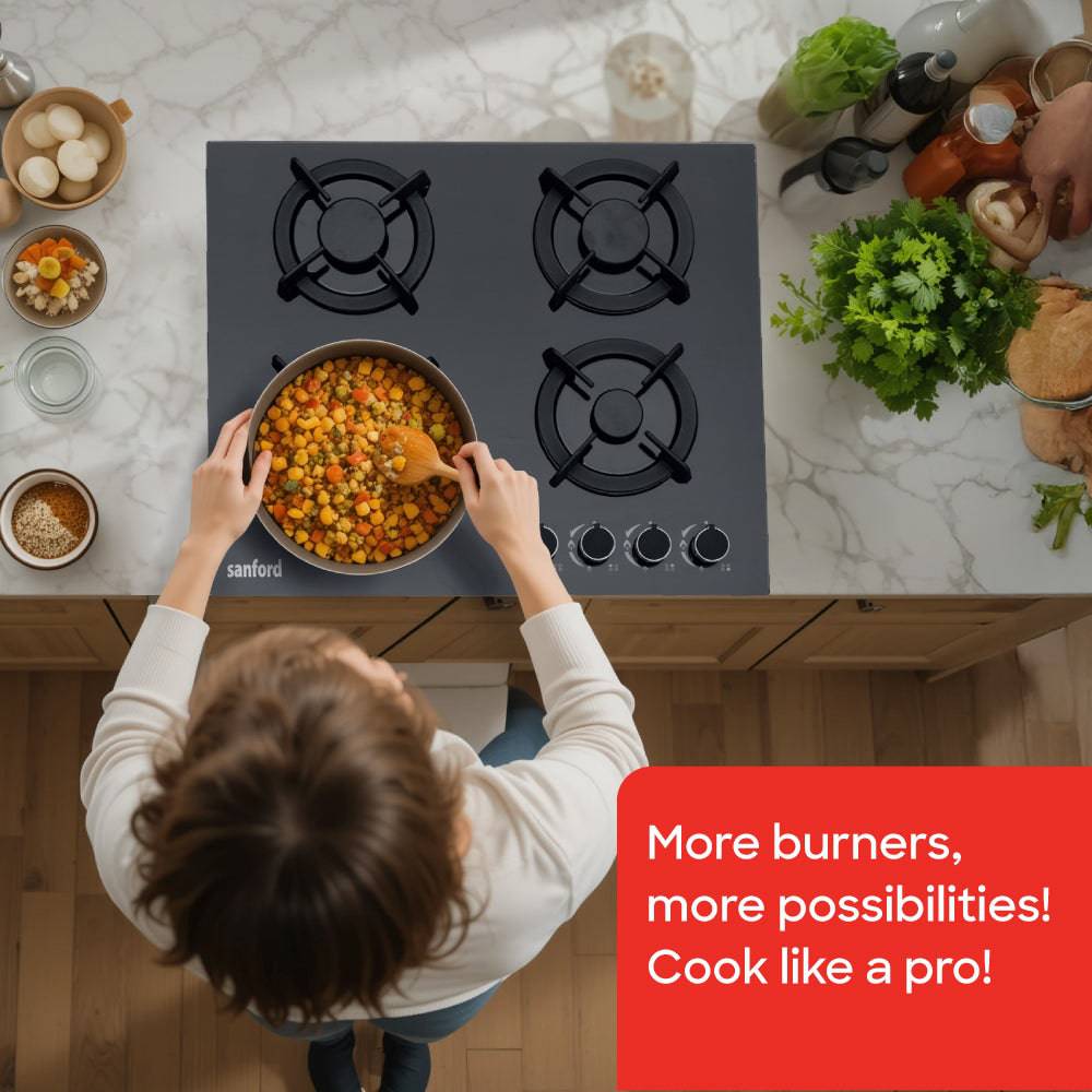 Sanford Glass Top  Basel 4-Burner Gas Hob | SF5454GH - SANFORD MIDDLE EAST DWC L.L.C