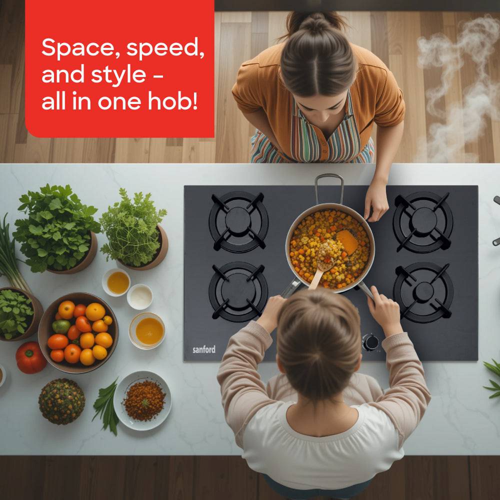 Sanford Glass Top  Basel 5-Burner Gas Hob with FSD Safety device | SF5457GH-FSD - SANFORD MIDDLE EAST DWC L.L.C