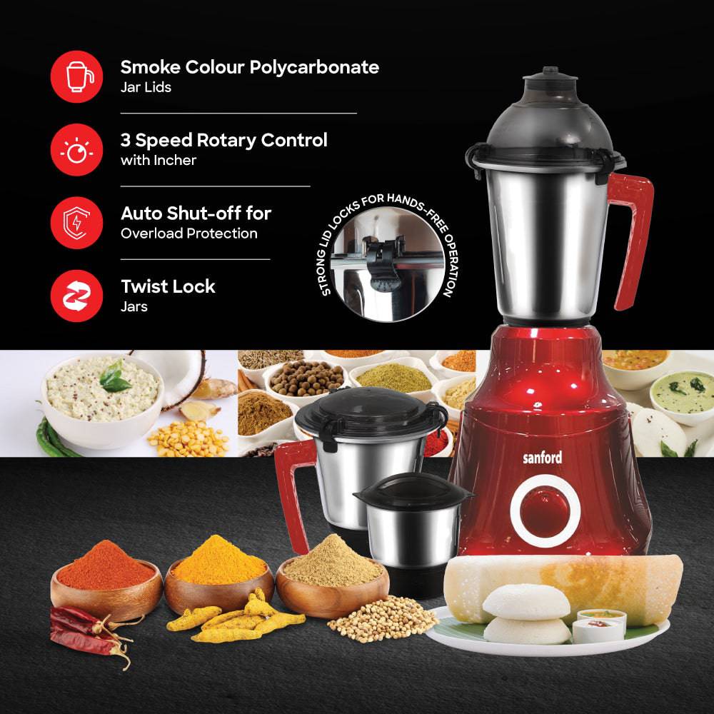 Sanford 3 in 1 Multifunctional Mixer Grinder With Power full 800 Motor |SF5902GM-A - SANFORD MIDDLE EAST DWC L.L.C