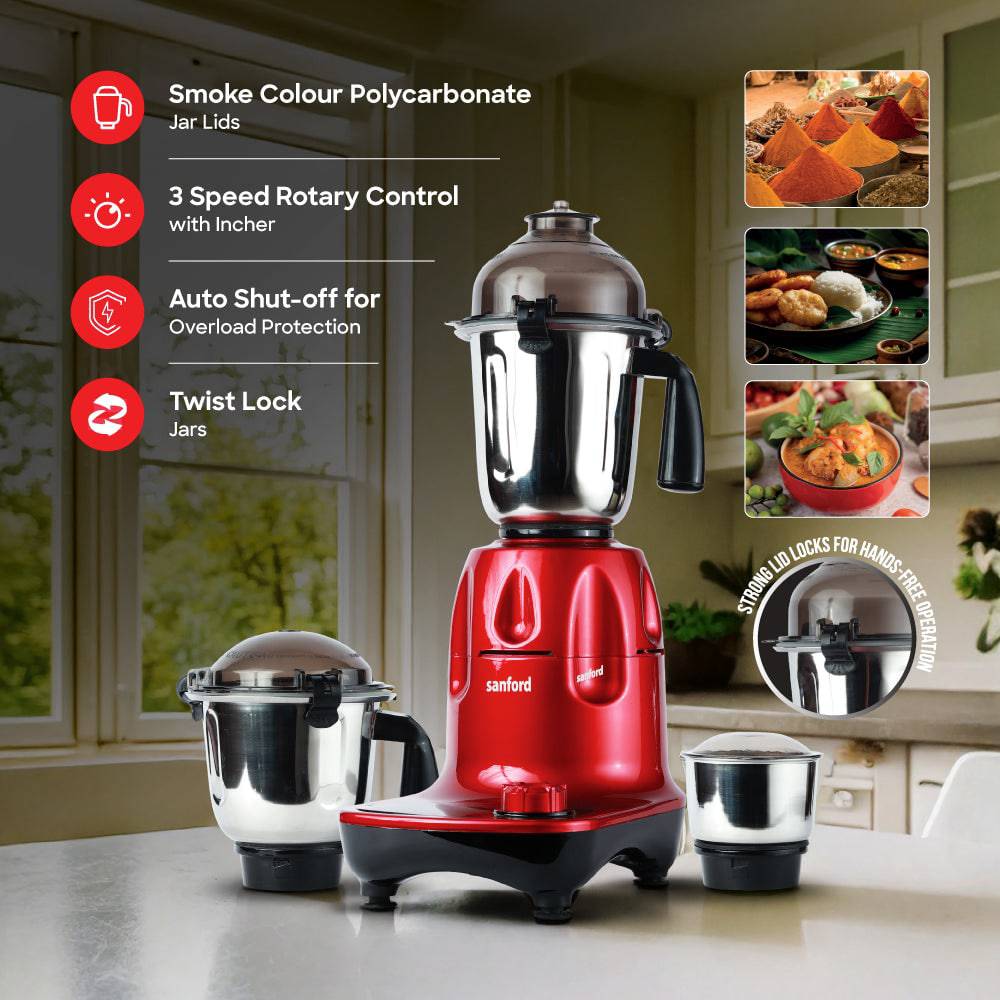 Sanford 3 in 1 Multifunctional Mixer Grinder With Power full 800 Motor |SF5911GM - B - SANFORD MIDDLE EAST DWC L.L.C