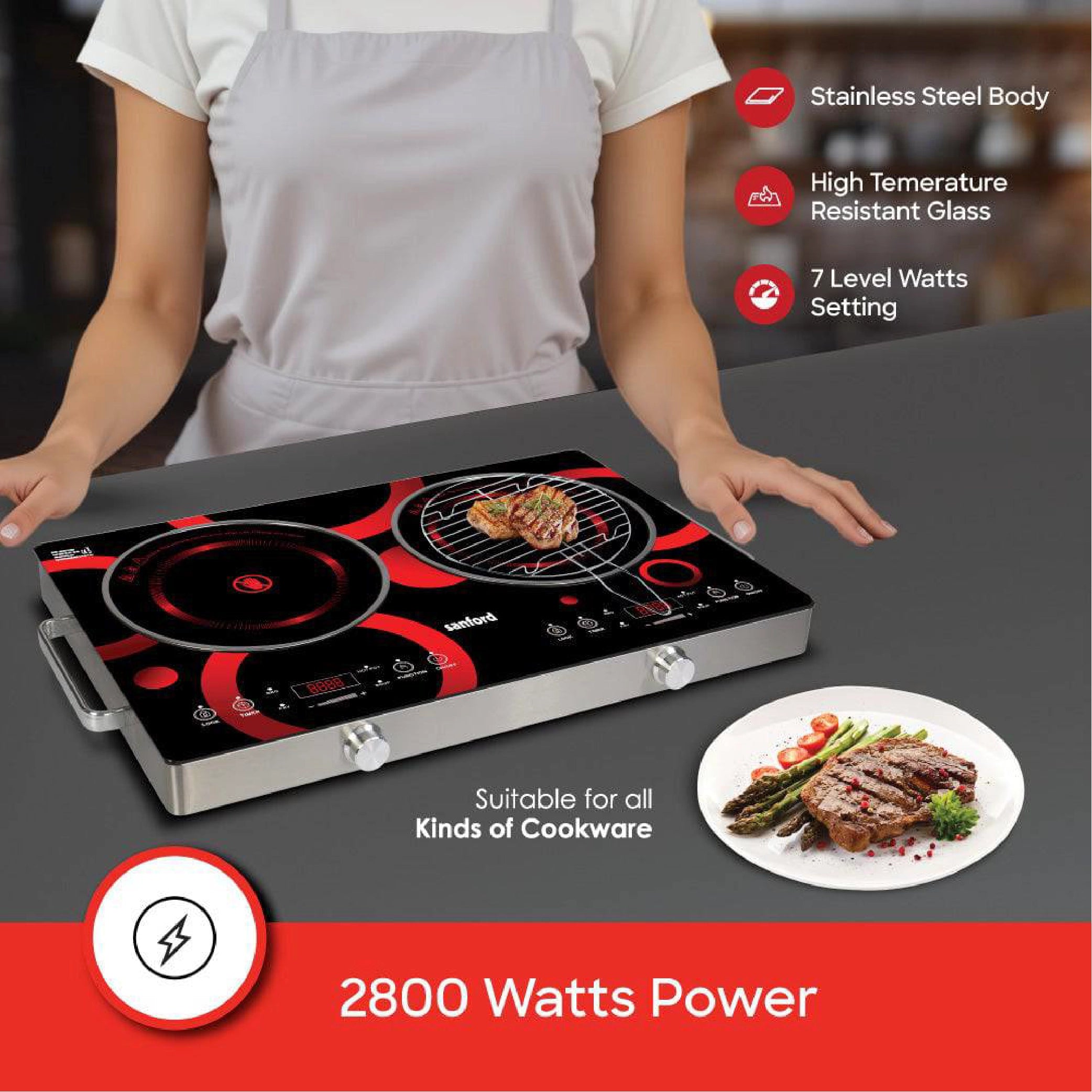 dual burner electrical infrared cooker portable sanford 3