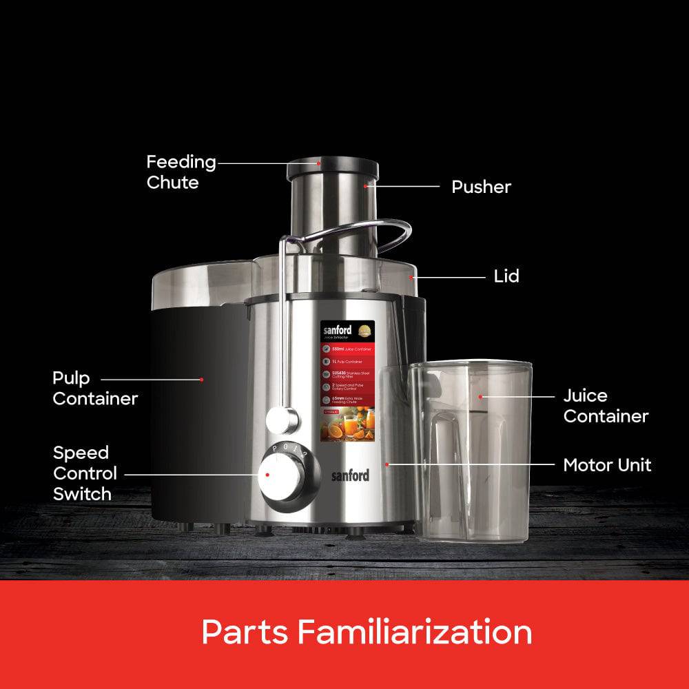 Sanford juice extractor making fresh apple, carrot and vegetable juice