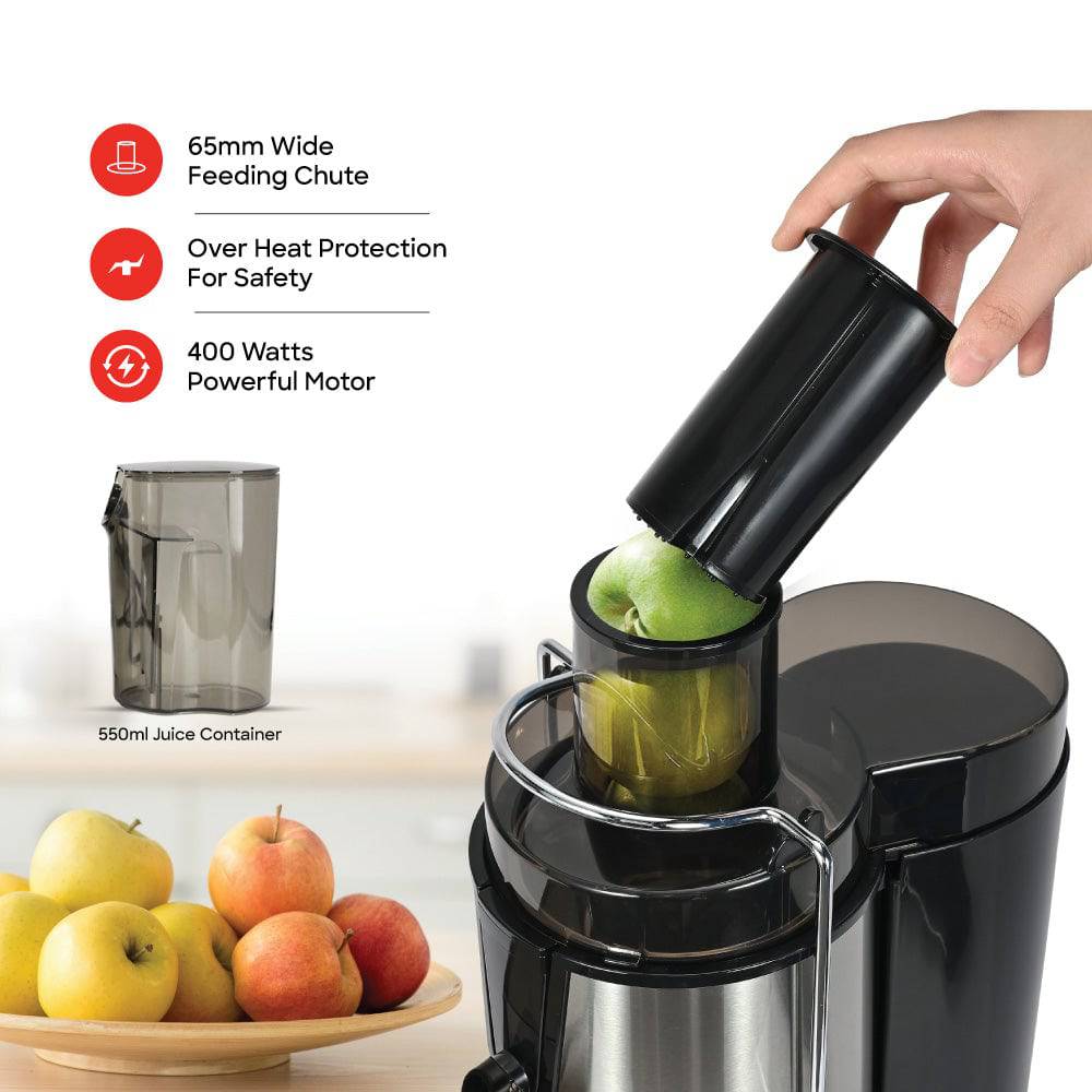 Sanford juicer safety lock and anti-drip spout