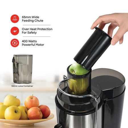 Sanford juicer safety lock and anti-drip spout