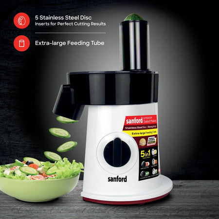 Sanford 5-in-1 mandoline slicer safety features and easy operation