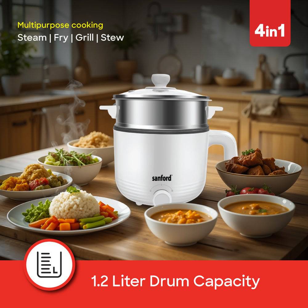 Sanford multi-cooker dual heat settings for steaming, frying and grilling