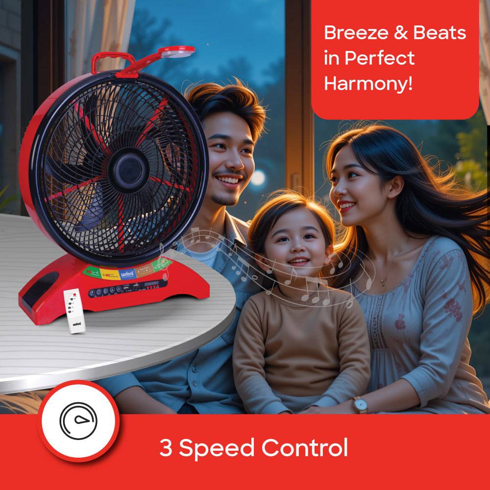Sanford 14 inch  Rechargeable fan with Led |SF918RTF - SANFORD MIDDLE EAST DWC L.L.C