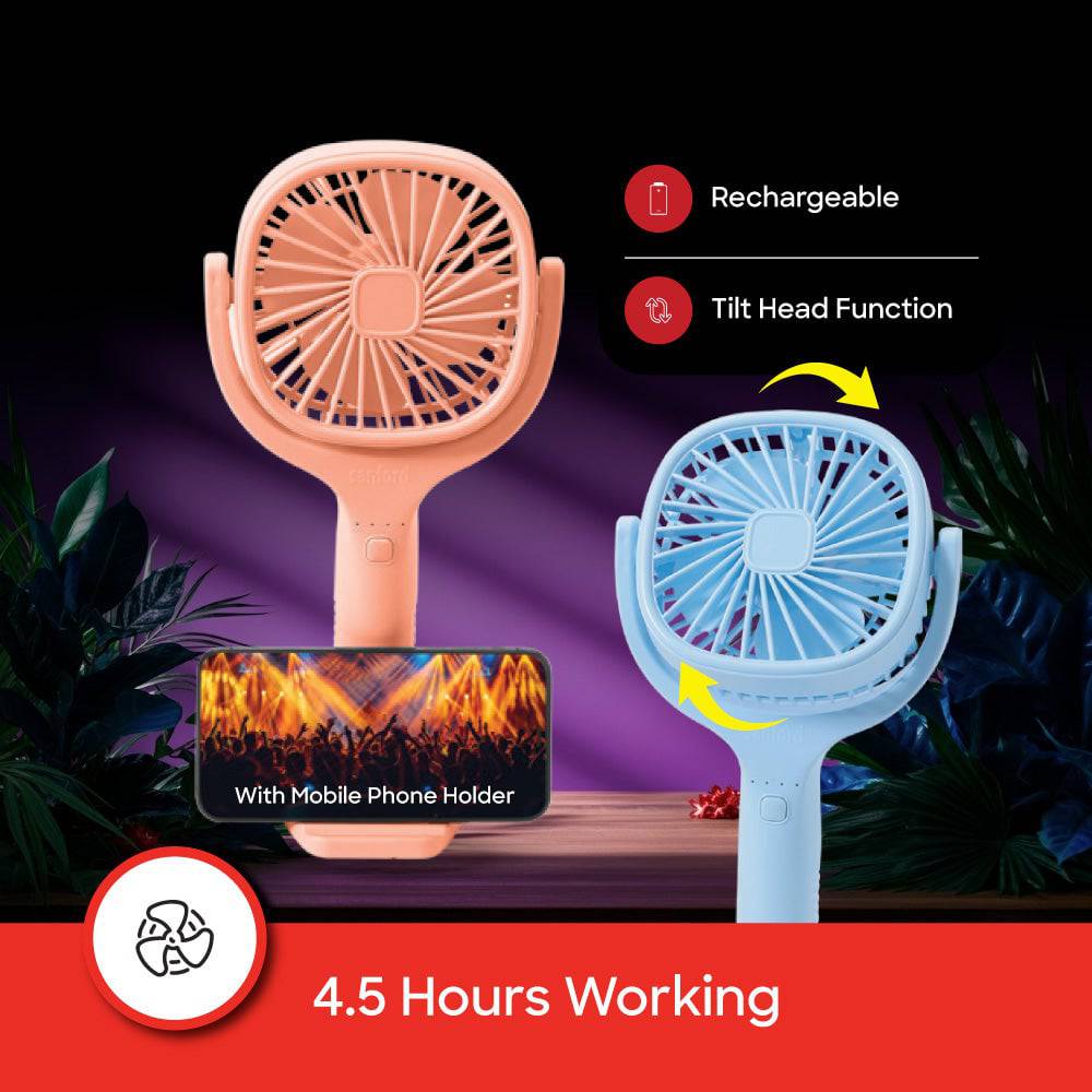 Sanford  4 inch Rechargeable Hand Fan with stand | SF936HFN - SANFORD MIDDLE EAST DWC L.L.C