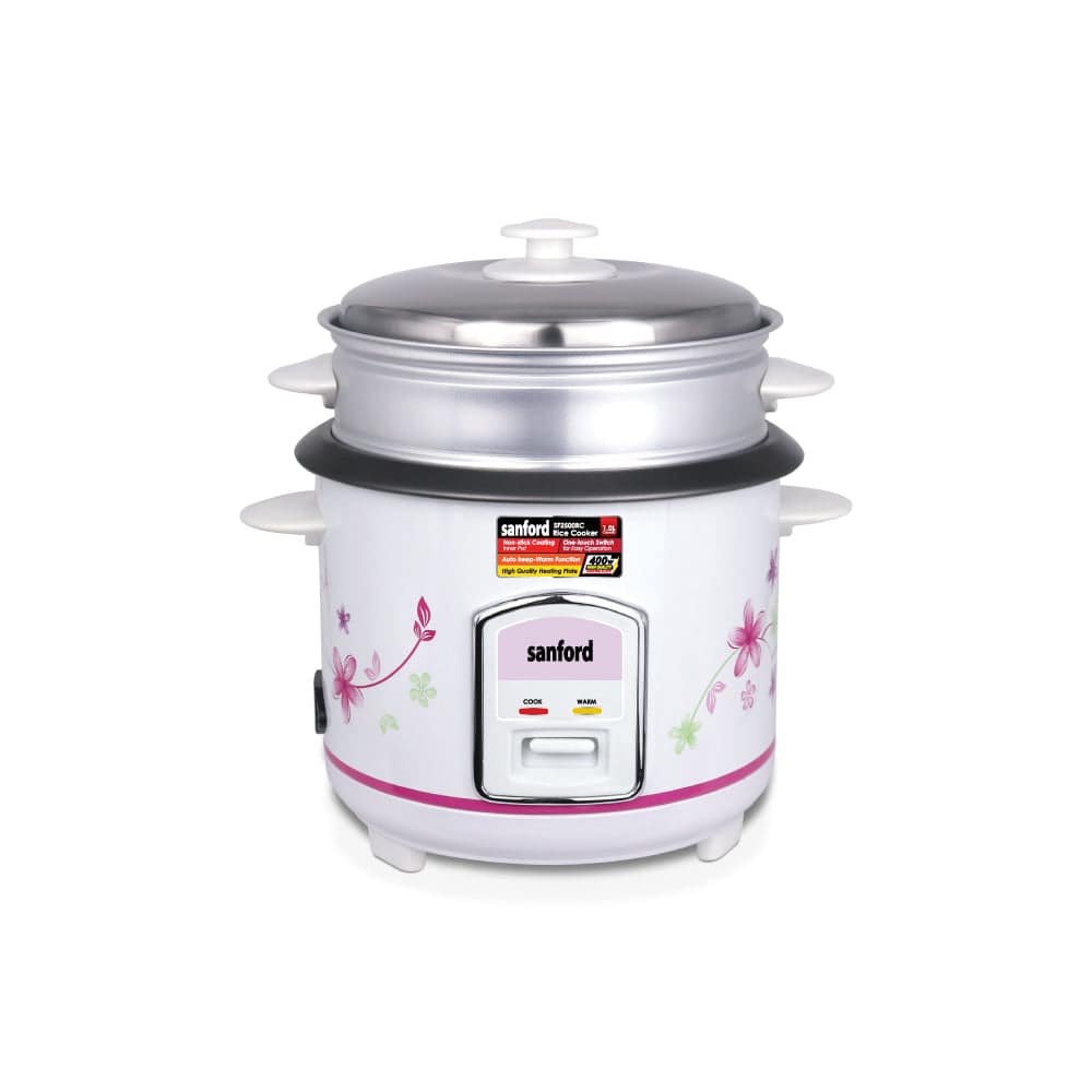 Sanford 1.0L electric rice cooker with steamer basket and keep warm function