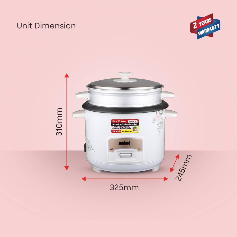 Sanford 1.8L Electric Rice Cooker With Steamer | SF2501RC - SANFORD MIDDLE EAST DWC L.L.C